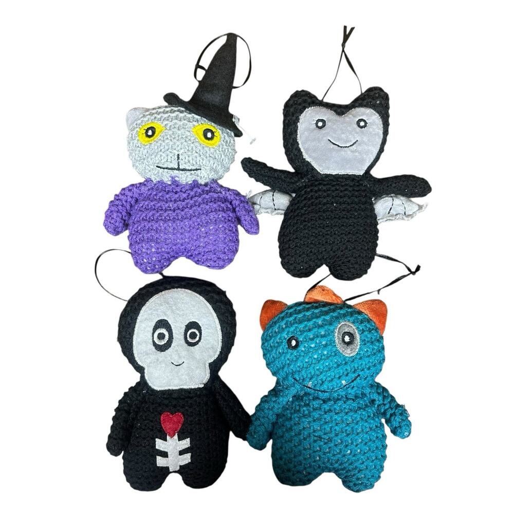 Midwest Halloween Crochet Stuffed Ornaments Dolls Witch Monster Skeleton Bat 6"